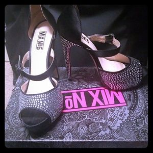 Mix No 6 Black Glitter heels